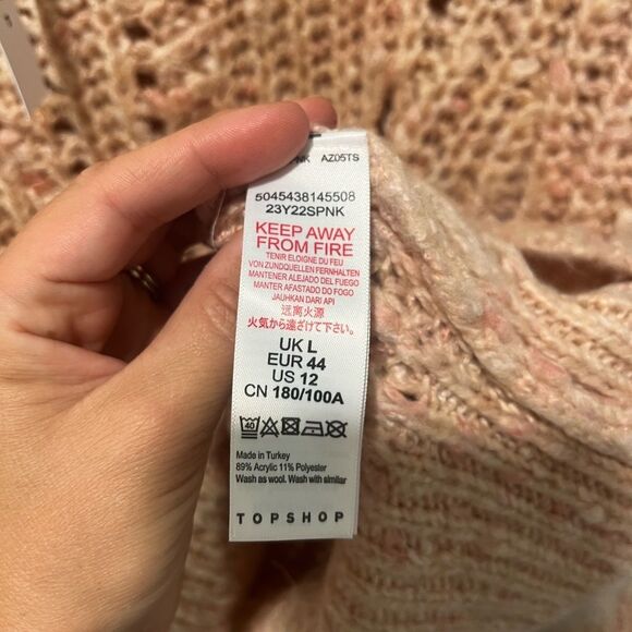 Topshop Dusty Rose Cable Knit Turtleneck Sweater 12 NWT - Picture 4 of 6